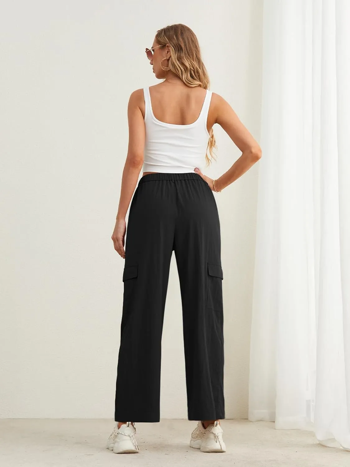 Feiersi Women Wide Leg Cargo Pants High Waisted Casual Baggy Streetwear Women Cargo Pants Trousers