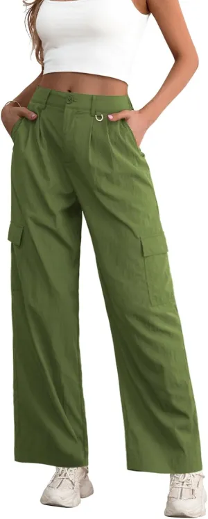 Feiersi Women Wide Leg Cargo Pants High Waisted Casual Baggy Streetwear Women Cargo Pants Trousers