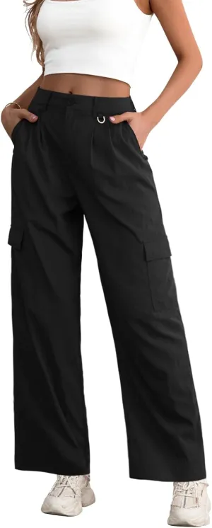 Feiersi Women Wide Leg Cargo Pants High Waisted Casual Baggy Streetwear Women Cargo Pants Trousers