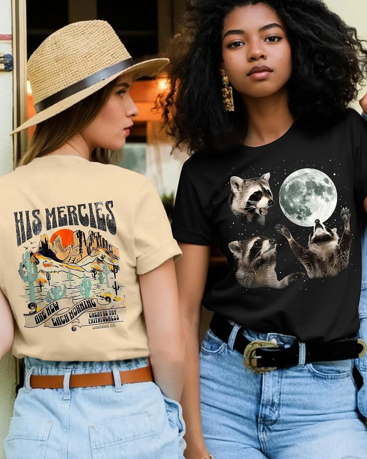 Flafens Graphic Tees T Shirts for Women - Cute Womens T-Shirts Cotton Tshirts Tops Teens Girls