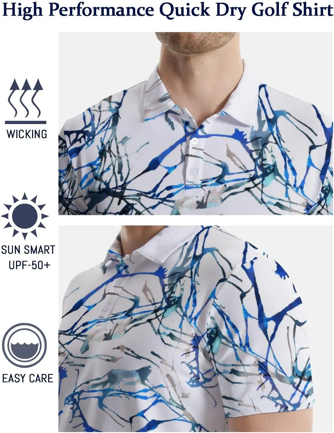 Funny Golf Shirts for Men Funny Golf Polo Shirts Men's Golf Shirts Moisture Wicking Quick Dry Short Sleeve Polo Shirts