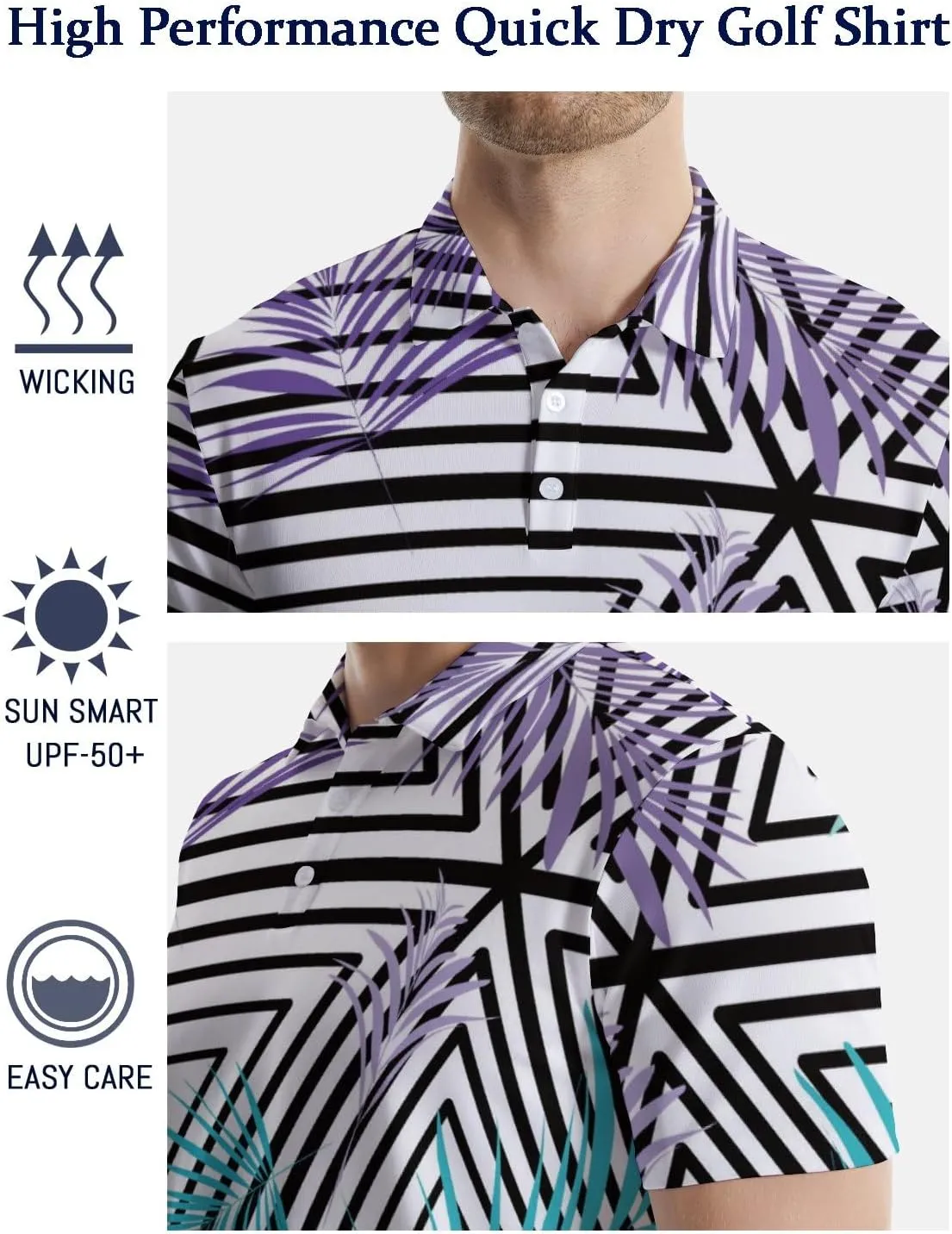 Funny Golf Shirts for Men Funny Golf Polo Shirts Men's Golf Shirts Moisture Wicking Quick Dry Short Sleeve Polo Shirts