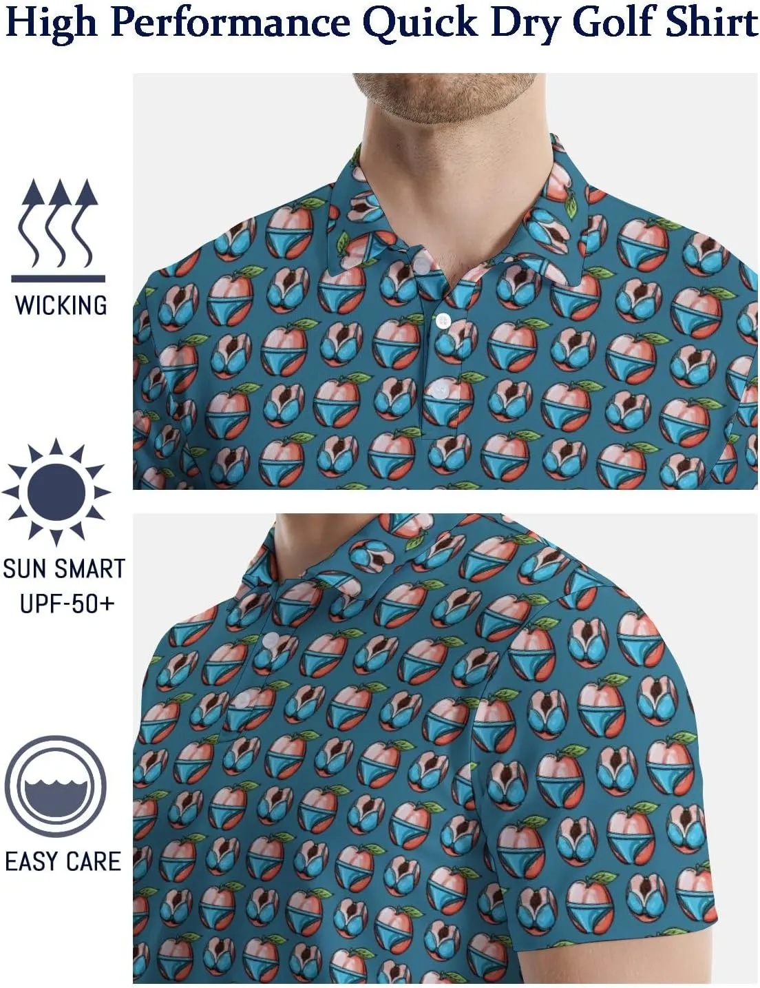 Funny Golf Shirts for Men Funny Golf Polo Shirts Men's Golf Shirts Moisture Wicking Quick Dry Short Sleeve Polo Shirts