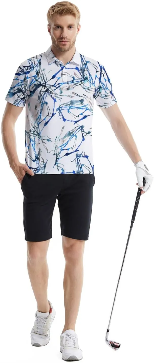 Funny Golf Shirts for Men Funny Golf Polo Shirts Men's Golf Shirts Moisture Wicking Quick Dry Short Sleeve Polo Shirts