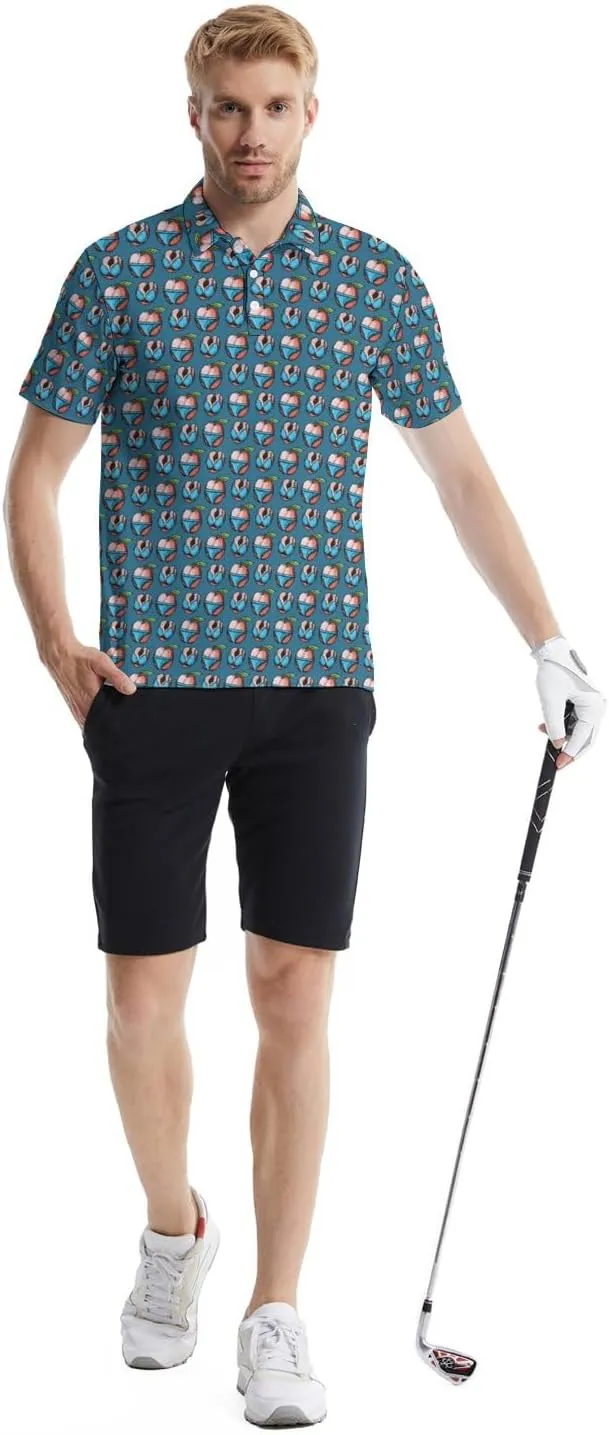 Funny Golf Shirts for Men Funny Golf Polo Shirts Men's Golf Shirts Moisture Wicking Quick Dry Short Sleeve Polo Shirts