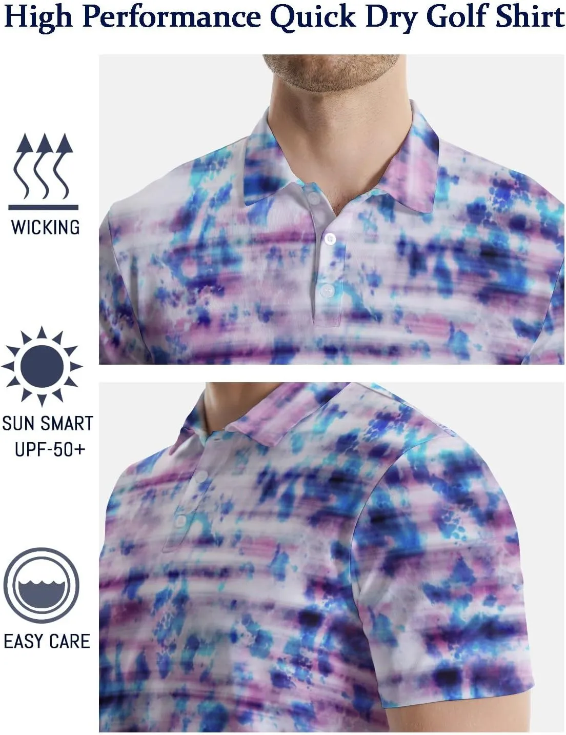 Funny Golf Shirts for Men Funny Golf Polo Shirts Men's Golf Shirts Moisture Wicking Quick Dry Short Sleeve Polo Shirts