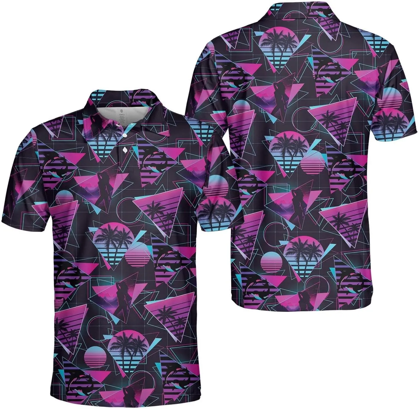 Funny Golf Shirts Skull Hawaiian Polo Shirts for Men, Crazy Golf Shirts for Men Golf Gifts Hawaiian Skull Golf Shirts