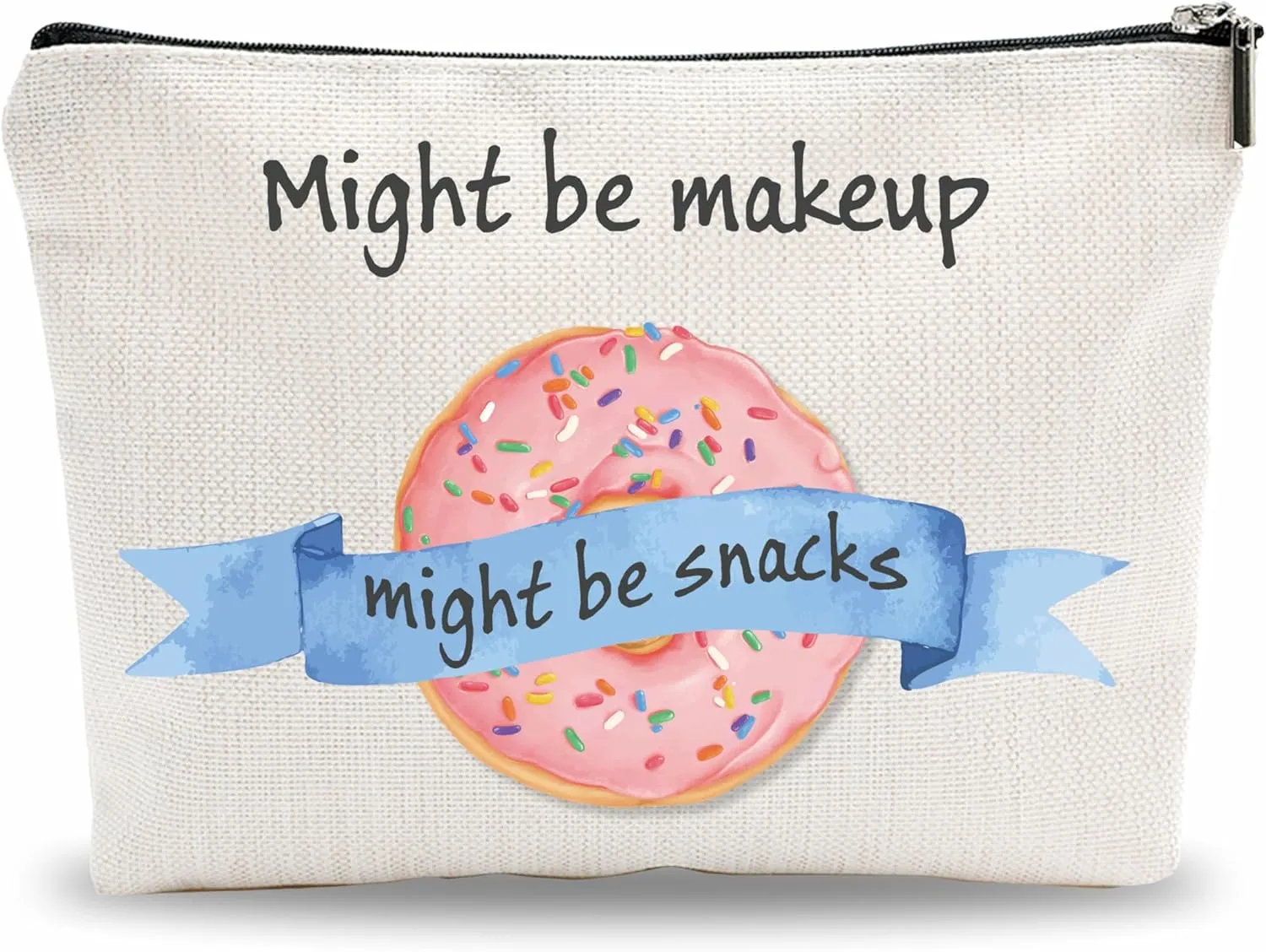 Funny Make Up Bag, Might Be Make Up Might Be Snacks Cosmetic Bag, Pink Donuts Toiletry Bag, Birthday Gift For Women, Women Accessories - A05