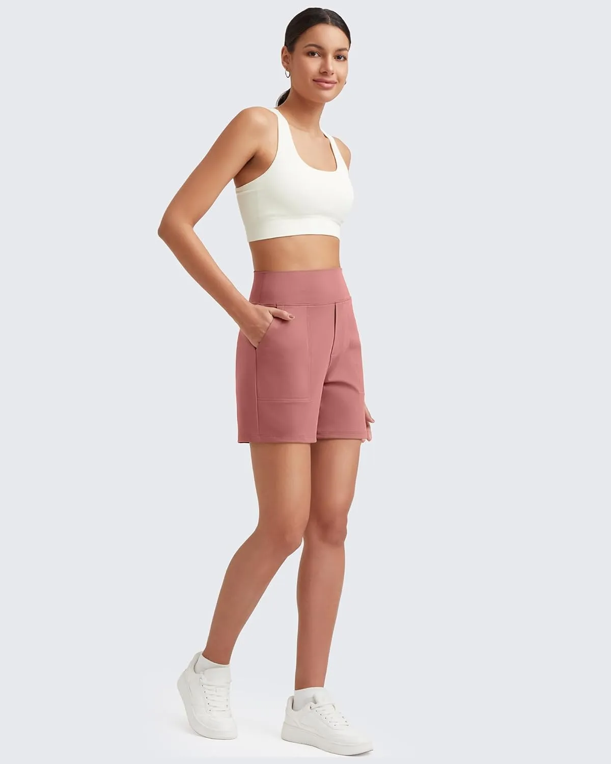 G4Free Women's 5'' Athletic Shorts High Waisted Running Yoga Shorts Summer Casual Shorts with Pockets