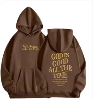 God is Good All The Time Christian Graphic Hoodies Women Oversize Pullover Tops with Pocket Drop Shoulder Fleece Sweatshirt