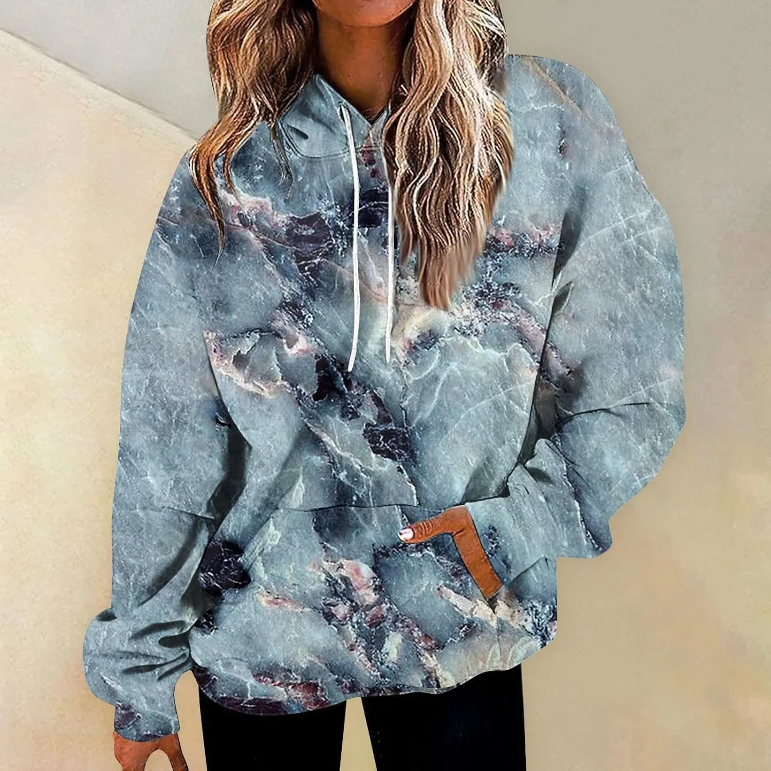 GOFULY Women'S Fashion Hoodies & Sweatshirts Long Sleeve Drawstring Sweatshirts Tie Dye Fall Pullover Winter Sweatshirts
