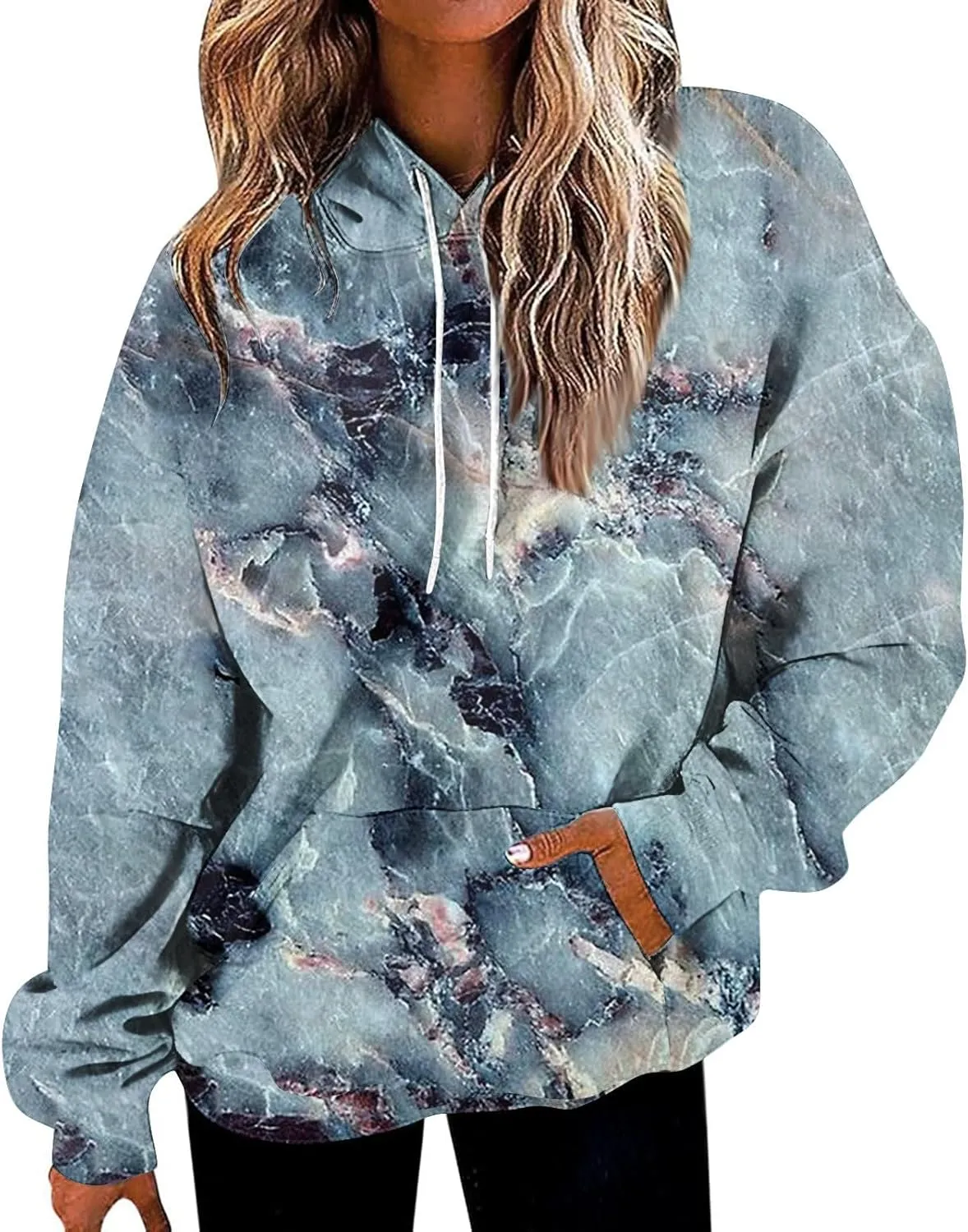 GOFULY Women'S Fashion Hoodies & Sweatshirts Long Sleeve Drawstring Sweatshirts Tie Dye Fall Pullover Winter Sweatshirts