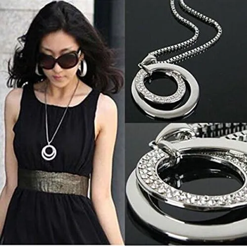 Gold Layered Necklaces Rhinestone Silver Plated Long Women Gift Fashion Necklace Chain Pendant Necklaces & Pendants Star Coin Necklace (Silver, One Size)