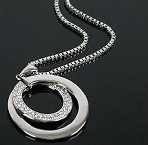 Gold Layered Necklaces Rhinestone Silver Plated Long Women Gift Fashion Necklace Chain Pendant Necklaces & Pendants Star Coin Necklace (Silver, One Size)