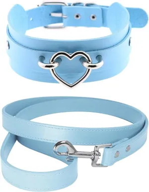 Goth Leather Necklaces Collar Choker Heart Punk Rock Adjustable Chokers Necklaces Choker for Men and Woman kink