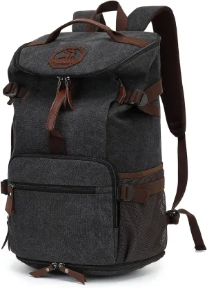 Gym Duffle Bag Backpack 4-Way Vintage canvas with Shoes Compartment for travel Sport Hiking laptop (Vintage black)