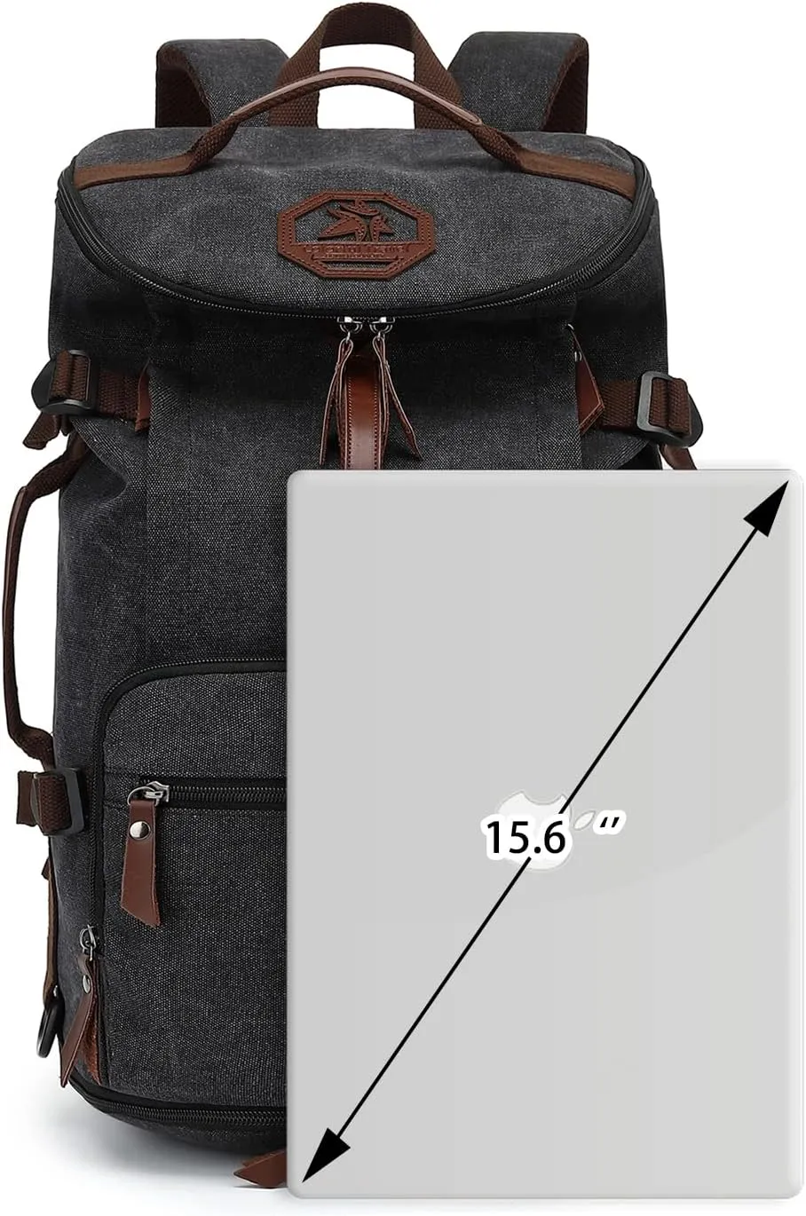 Gym Duffle Bag Backpack 4-Way Vintage canvas with Shoes Compartment for travel Sport Hiking laptop (Vintage black)