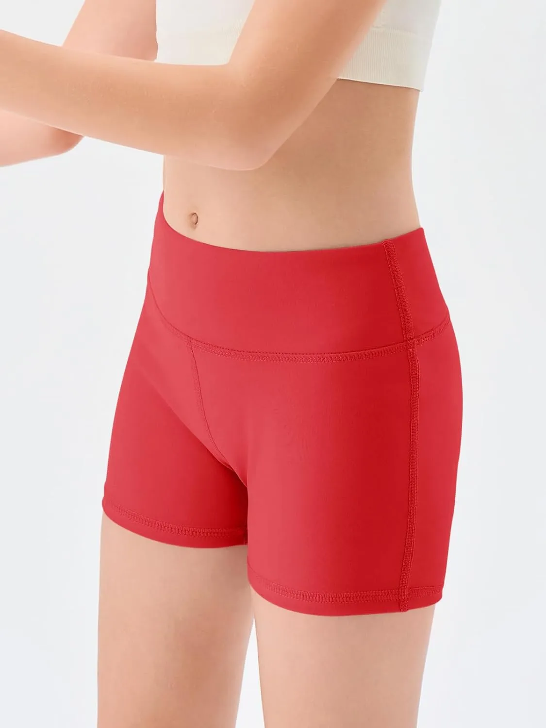 Haloumoning Girls Athletic Shorts Kids High Waisted Yoga Dance Biker Shorts Comfy Gymnastics Shorts 5-14Y
