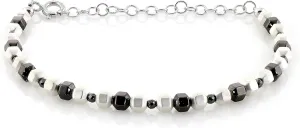 Hematite Beaded Bracelet, hand made Gemstone jewelry, Wedding Jewelry, Wedding Hematite Bracelet jewelry black hematite , white hematite