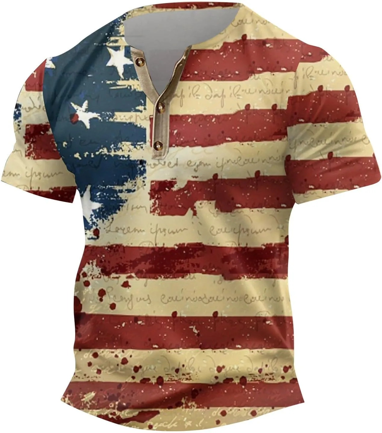 Henley Shirts 4th of July Shirts Short Sleeve Star Striped Summer Shirts Graphic Tees