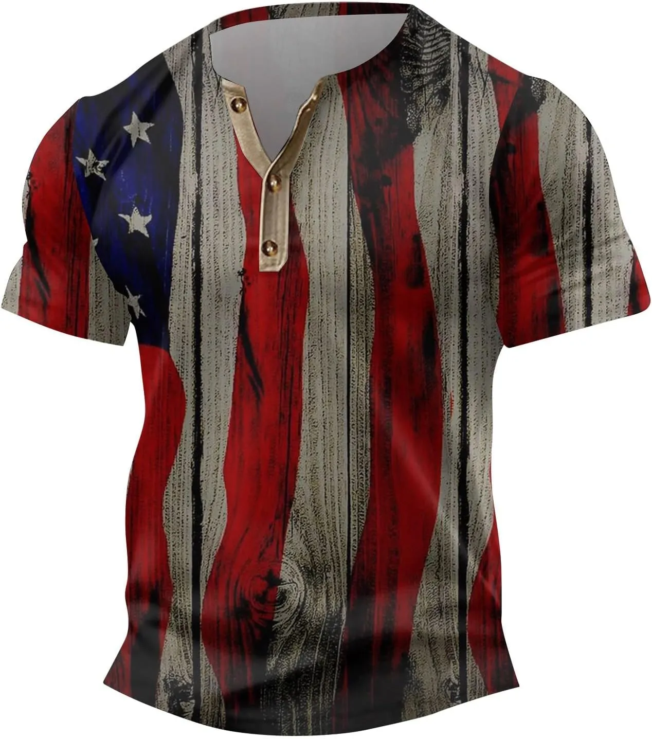 Henley Shirts 4th of July Shirts Short Sleeve Star Striped Summer Shirts Graphic Tees