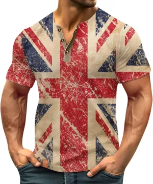 Henley Shirts 4th of July Shirts Short Sleeve Star Striped Summer Shirts Graphic Tees