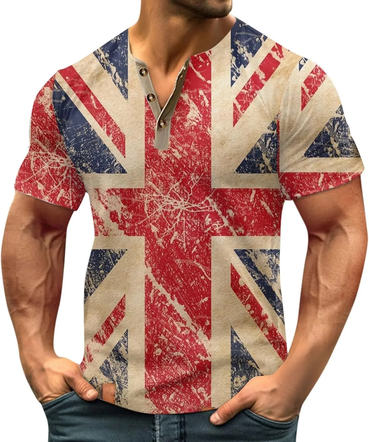 Henley Shirts 4th of July Shirts Short Sleeve Star Striped Summer Shirts Graphic Tees