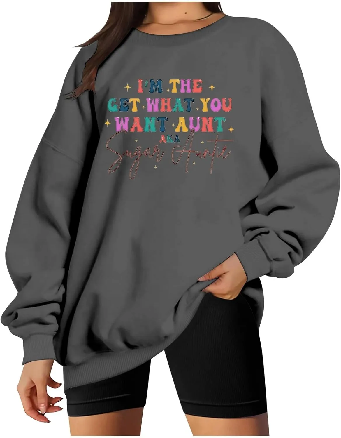 He's Hunting Sweatshirt, Women Letter Print Crewneck Sweatshirts 2024 Trendy Oversized Casual Long Sleeve Pullover