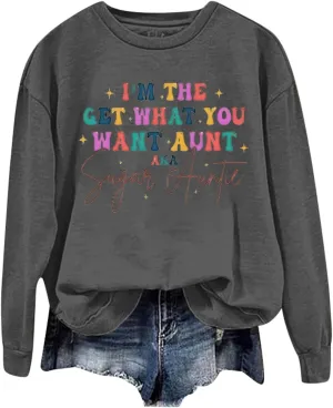 He's Hunting Sweatshirt, Women Letter Print Crewneck Sweatshirts 2024 Trendy Oversized Casual Long Sleeve Pullover