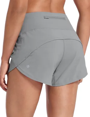 HeyNuts Focus Running Shorts for Women, High Waisted Athletic Shorts Lined Workout Shorts with Zipper Pocket 4"