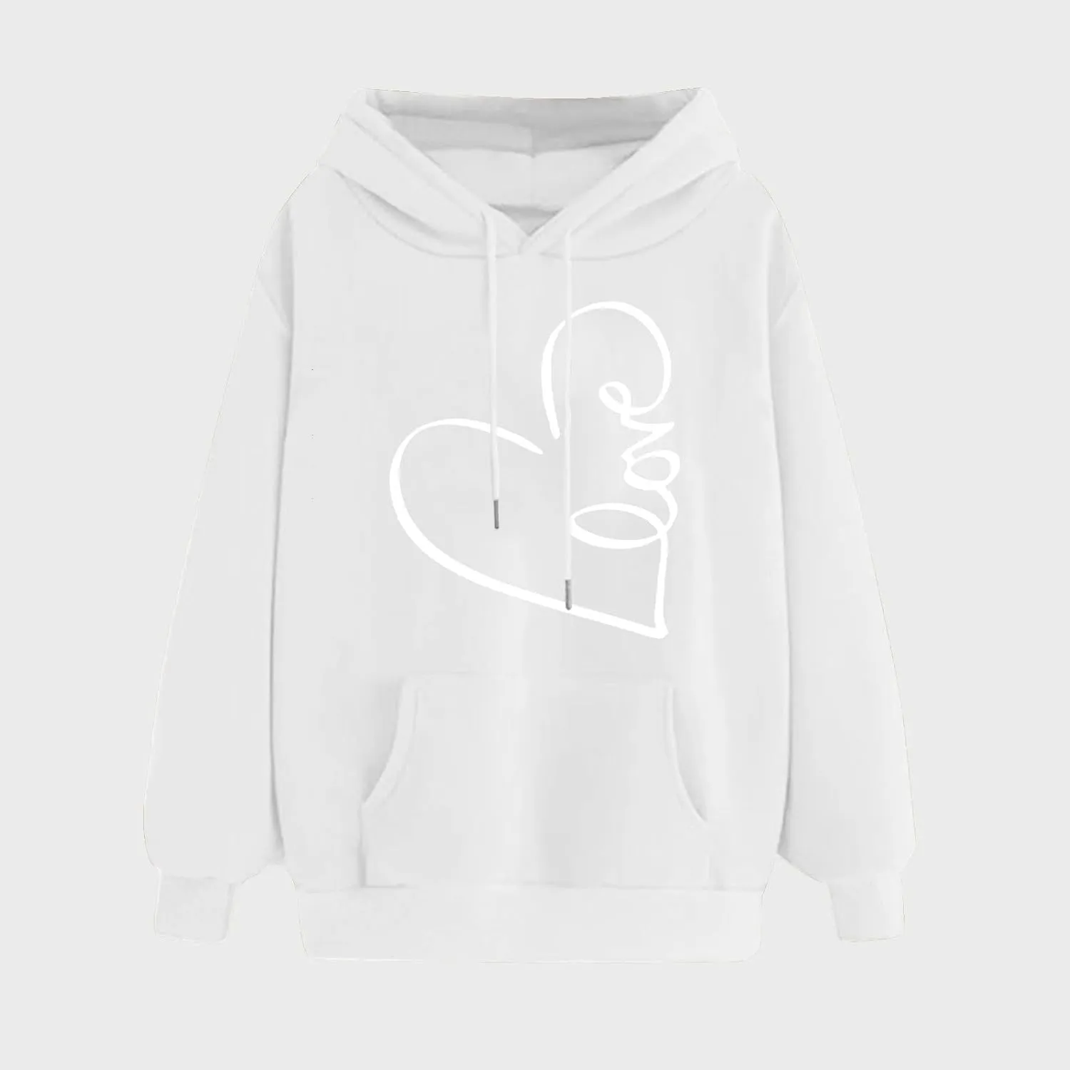 Hoodie for Women 2024 Fall Fashion Heart Print Long Sleeve Casual Loose Fit Tops Teen Girls Oversized Sweatshirts