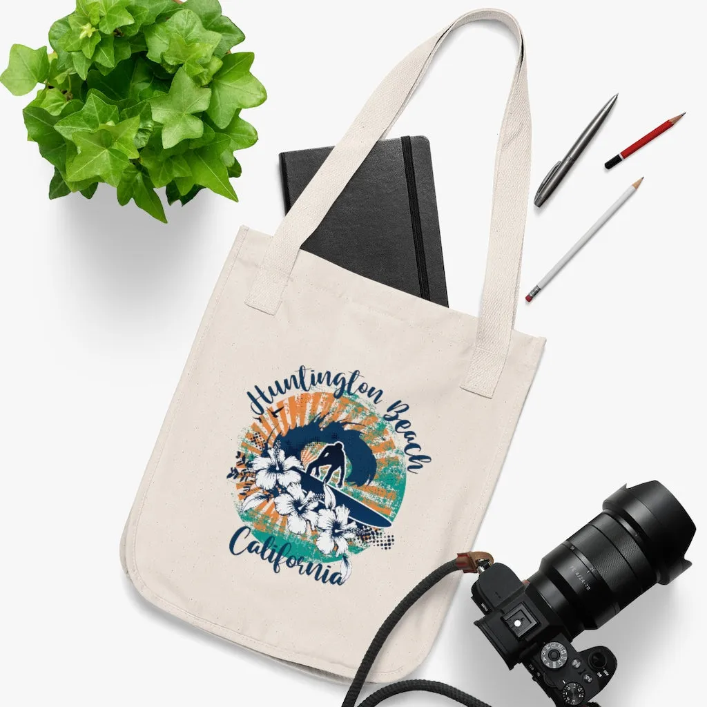 Huntington Beach Beach Bum Surfer Tote Bag | Beach Lover Gift | Organic Canvas Tote Bag