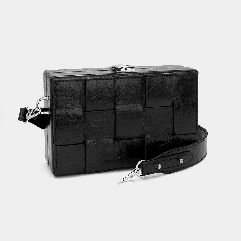 iLLASPARKZ Faux Leather Woven Square Box Crossbody Bag