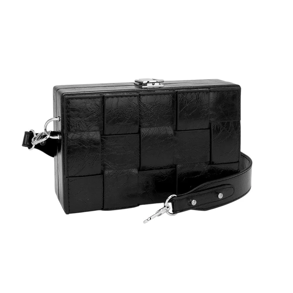 iLLASPARKZ Faux Leather Woven Square Box Crossbody Bag