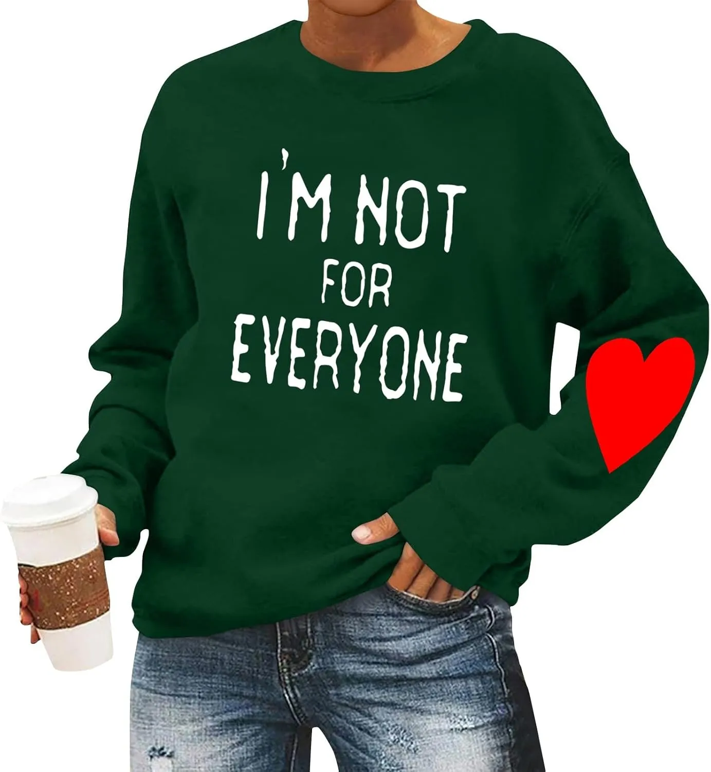 Im Not For Everyone Sweatshirt,Women'S Casual Fashion Valentine'S Day Print Long Sleeve O-Neck Sweatshirts Pullover Top