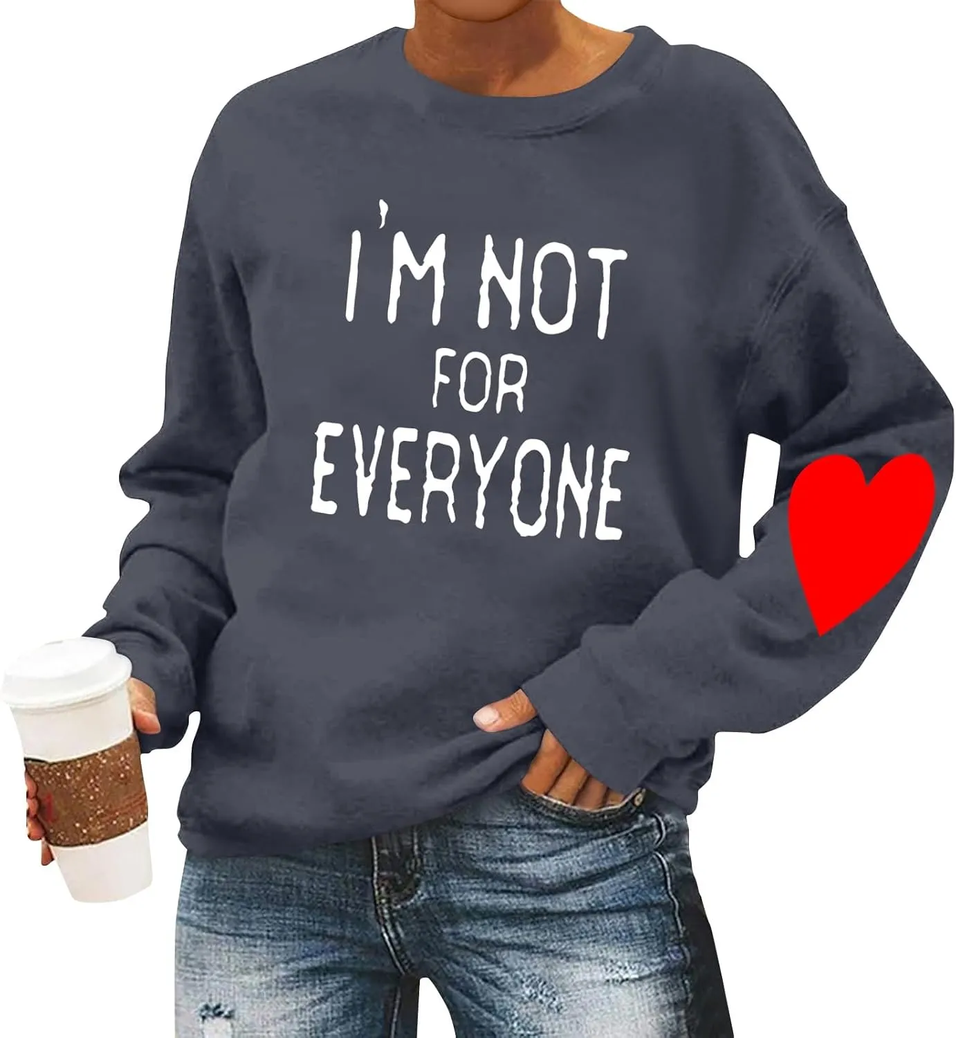 Im Not For Everyone Sweatshirt,Women'S Casual Fashion Valentine'S Day Print Long Sleeve O-Neck Sweatshirts Pullover Top