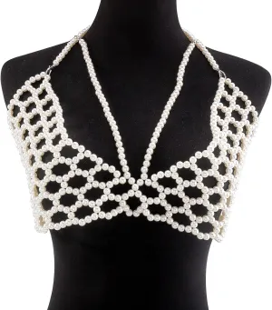 Imitation Pearl Body Chain Jewelry Body Chest Jewelry Belly Waist Chain Party Jewelry Gift for Women Girls