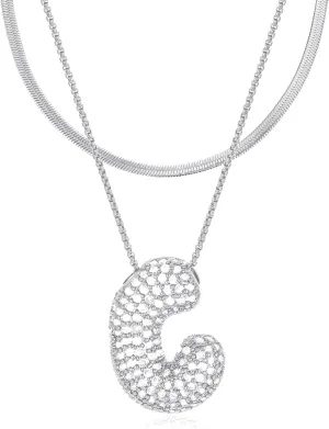 Initial Necklaces for Women, Gold Balloon Bubble Letter Necklace,18K Gold Plated Dainty Personalized Puffy Name Necklaces