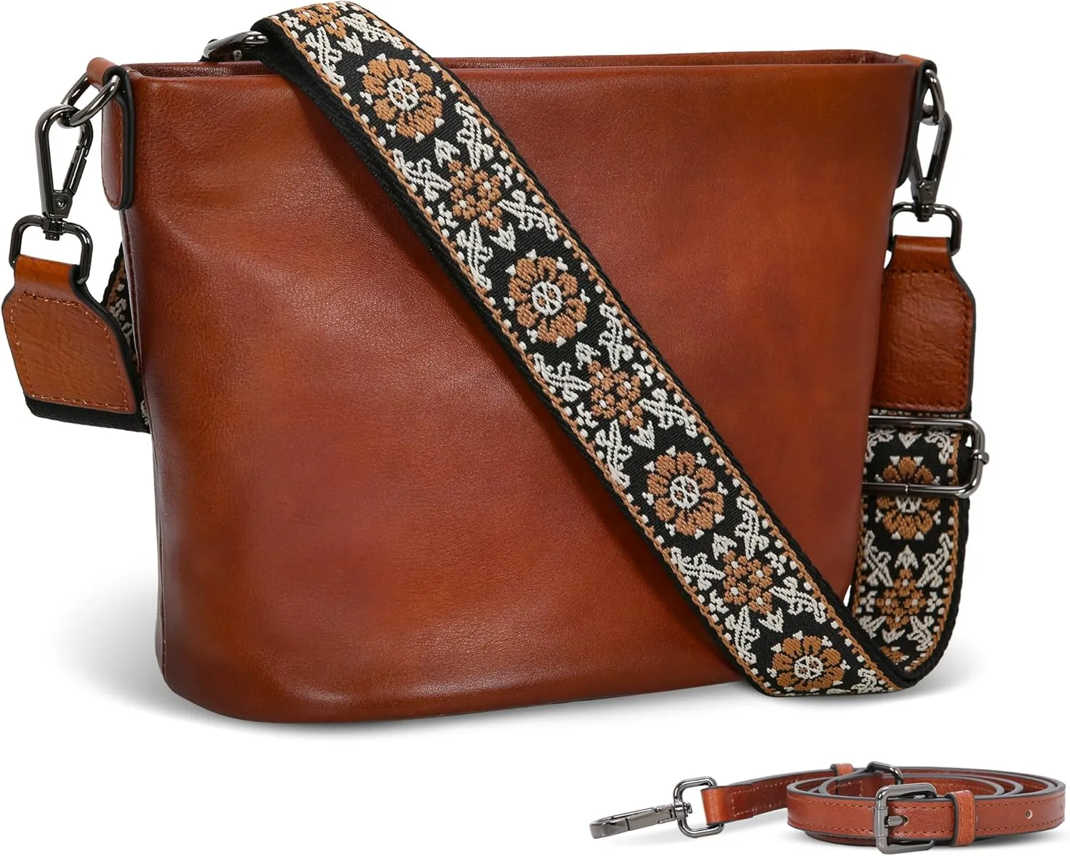 Iswee Leather Shoulder Bag Designer Crossbody Bags for Women Hobo Purse Medium Satchel Handbags