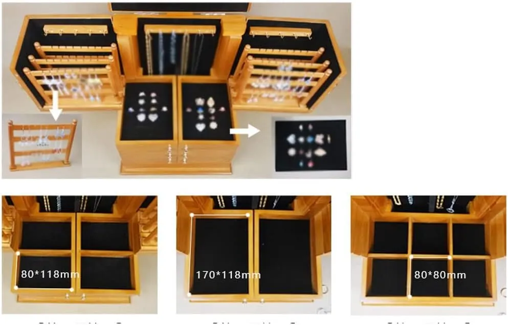 Jewelry Box Jewelry Box Jewelry Storage Box Creative Large-capacity Multi-layer Household Retro Princess Earrings Jewelry Storage Box Jewelry Organizer Box(B)