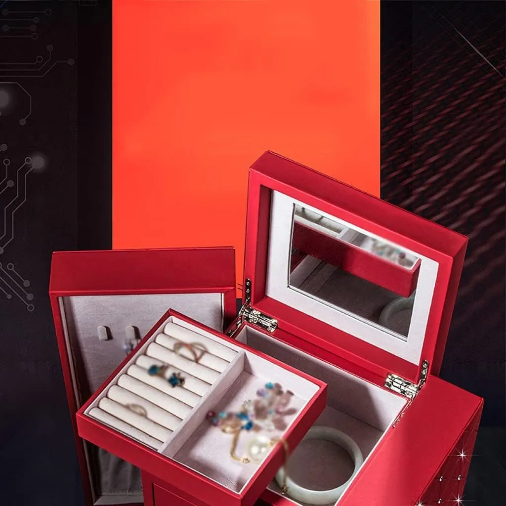 Jewelry Box Jewelry Box Princess Ring Earrings Jewelry Storage Box Large Capacity Jewelry Storage Box Jewelry Organizer Box(C)