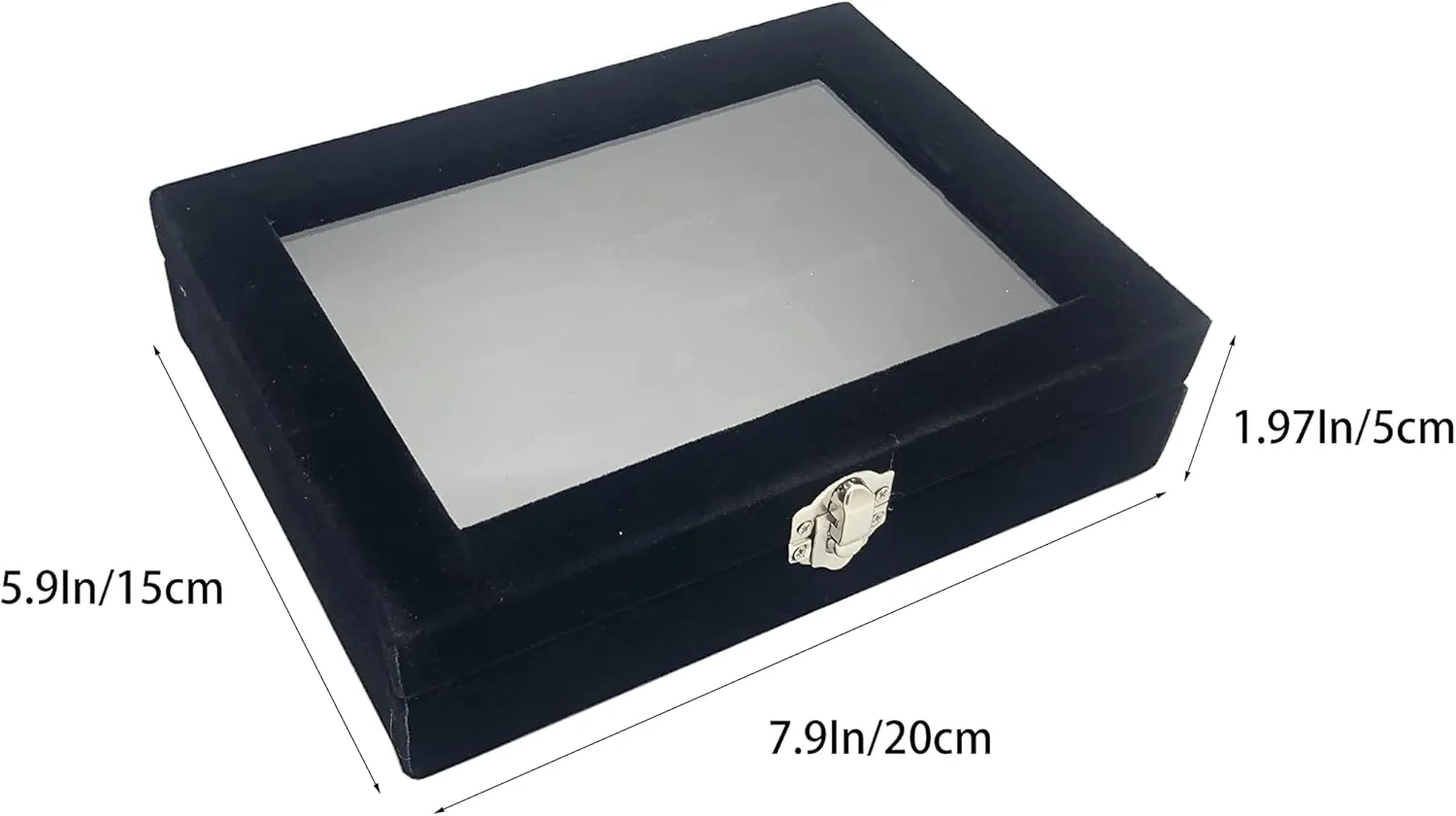 Jewelry Box Organizer, Jewelry Storage Box with Clear Glass Lid, Velvet Glass Jewelry Ring Box, Jewelry Case For Women And Girls (Black)