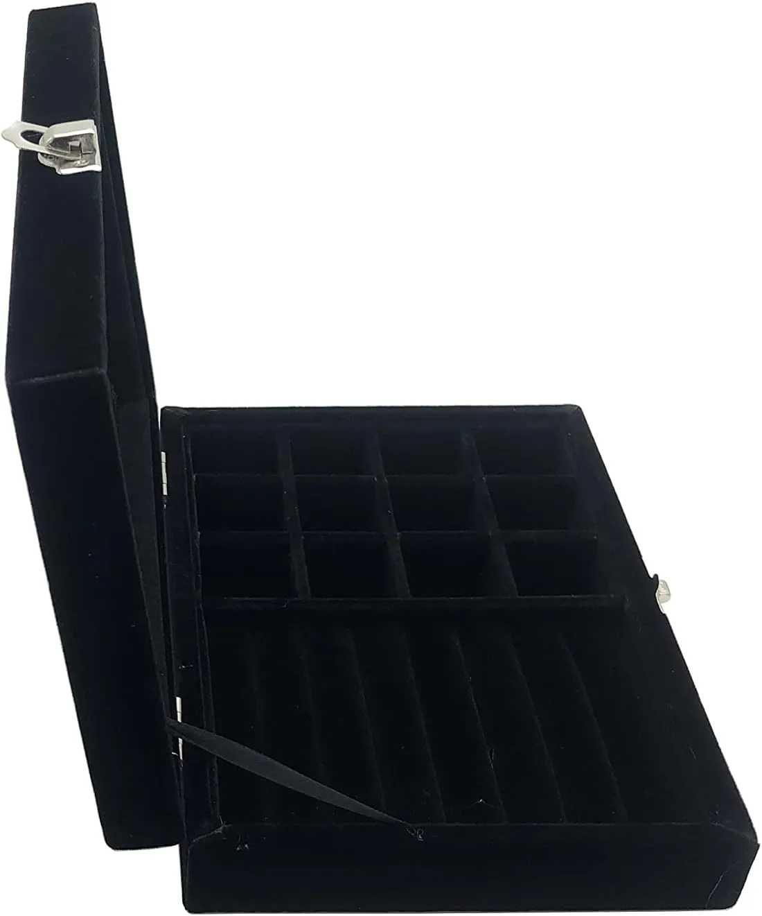 Jewelry Box Organizer, Jewelry Storage Box with Clear Glass Lid, Velvet Glass Jewelry Ring Box, Jewelry Case For Women And Girls (Black)