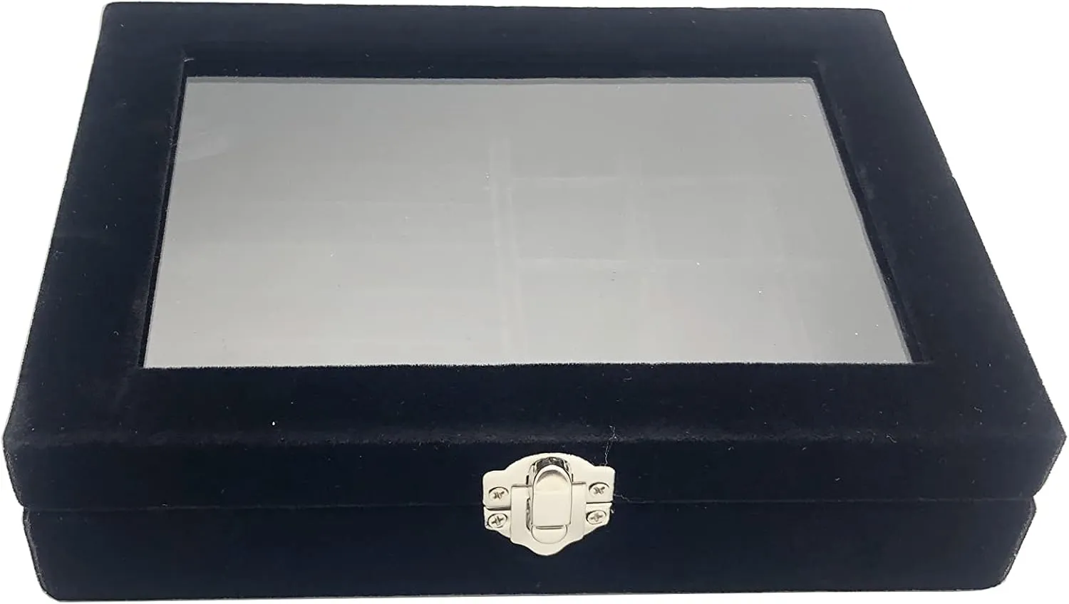 Jewelry Box Organizer, Jewelry Storage Box with Clear Glass Lid, Velvet Glass Jewelry Ring Box, Jewelry Case For Women And Girls (Black)