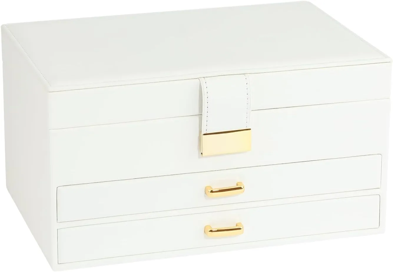 Jewelry Organizer Box, Women Jewelry Box 3 Layers with 2 Drawers, Large Jewelry Organizers Jewelry Boxes Display Earring Necklace Watch Bracelet and Rings, White