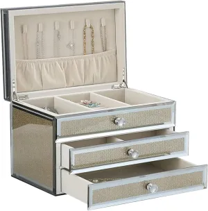 Jewelry Organizer Jewelry Box for Women with 2 Drawers Glass Jewelry Case Velvet Jewelry Organizer for Earring Bangle Bracelet Necklace and Rings Storage Jewelry Holder Organizer