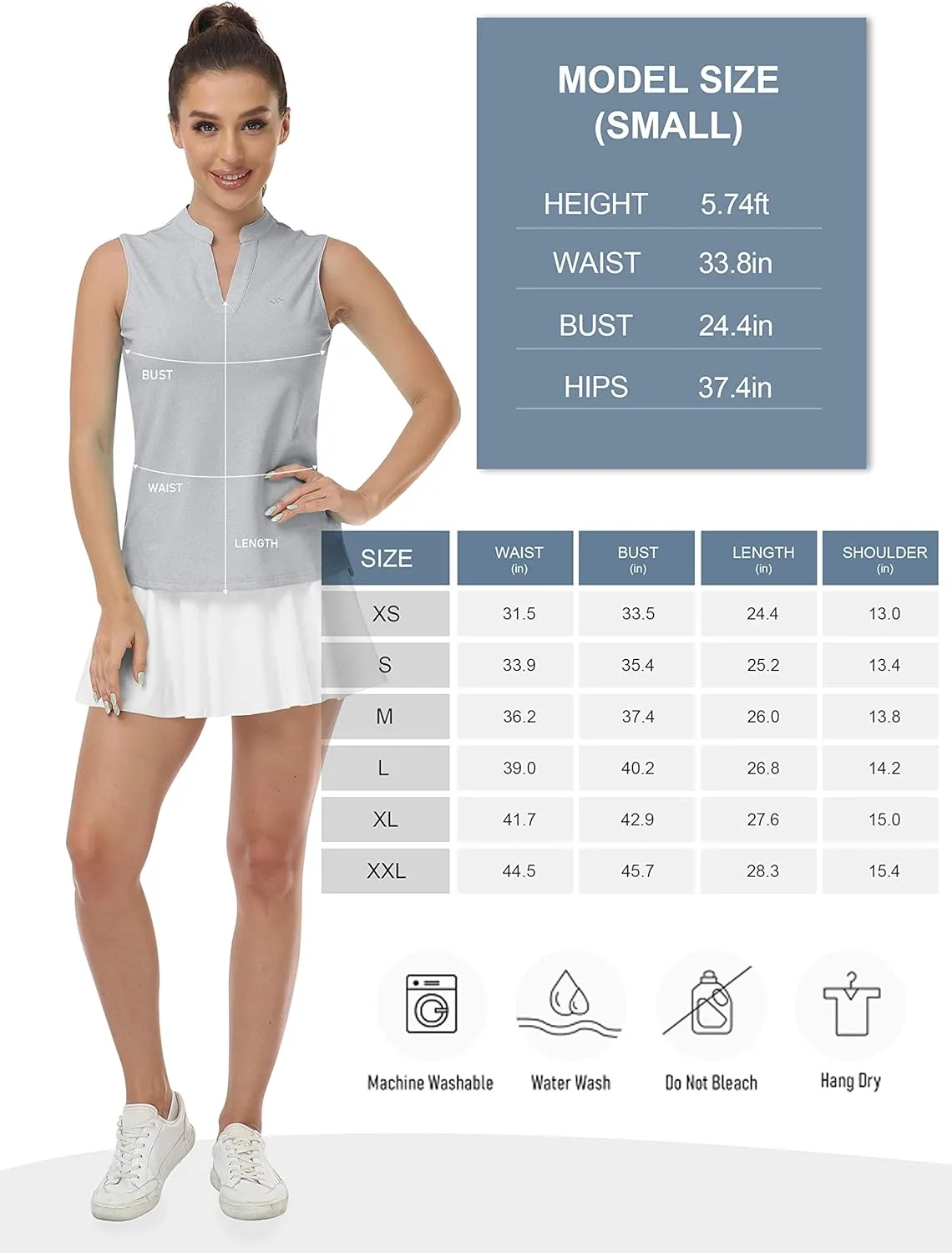 JINSHI Womens Sleeveless Golf Shirts V Neck Sports Polo Shirts Athletic Workout Tops Shirts