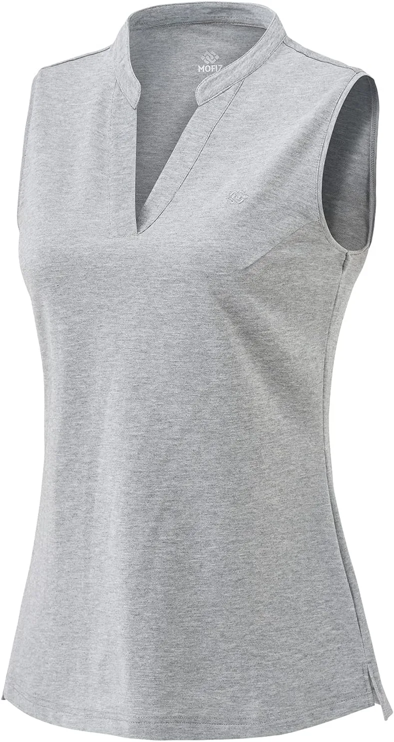 JINSHI Womens Sleeveless Golf Shirts V Neck Sports Polo Shirts Athletic Workout Tops Shirts