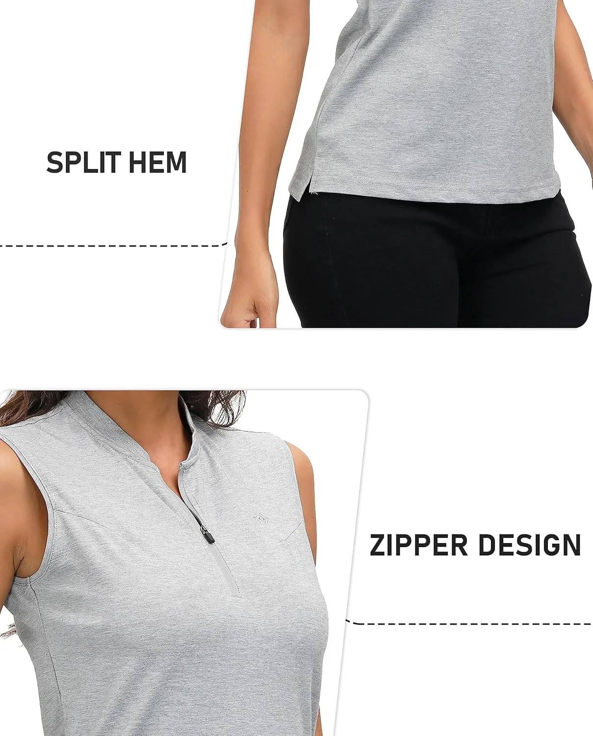 JINSHI Womens Sleeveless Golf Shirts V Neck Sports Polo Shirts Athletic Workout Tops Shirts