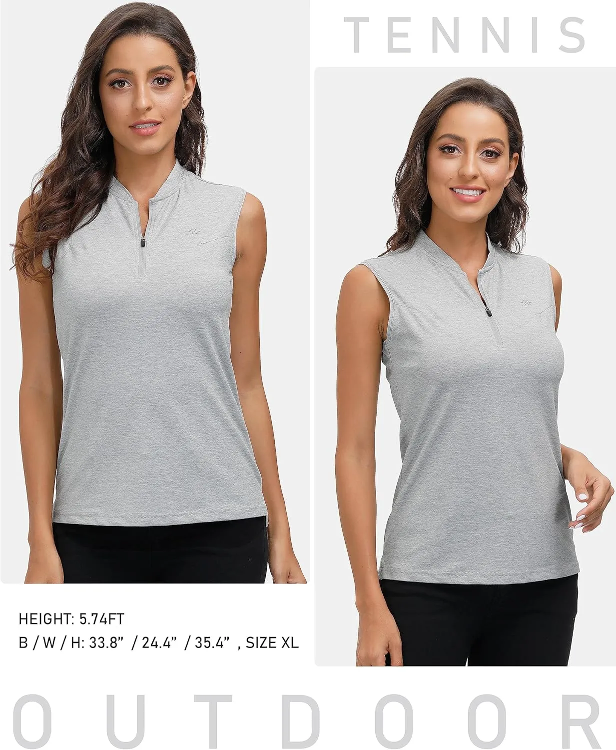JINSHI Womens Sleeveless Golf Shirts V Neck Sports Polo Shirts Athletic Workout Tops Shirts